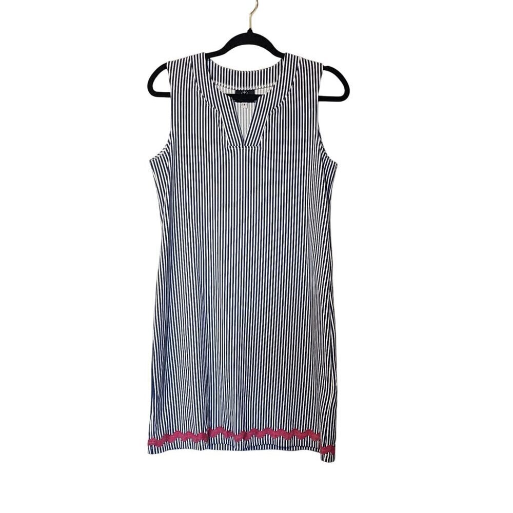 Sailor - Sailor Lucille Nautical Stripes sleeveless dress sz M  pink trim